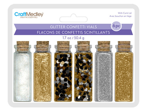 6 Pack Craft Medley Glitter Confetti Vials 50g 6/Pkg-Metallique GC407-B - 775749261400