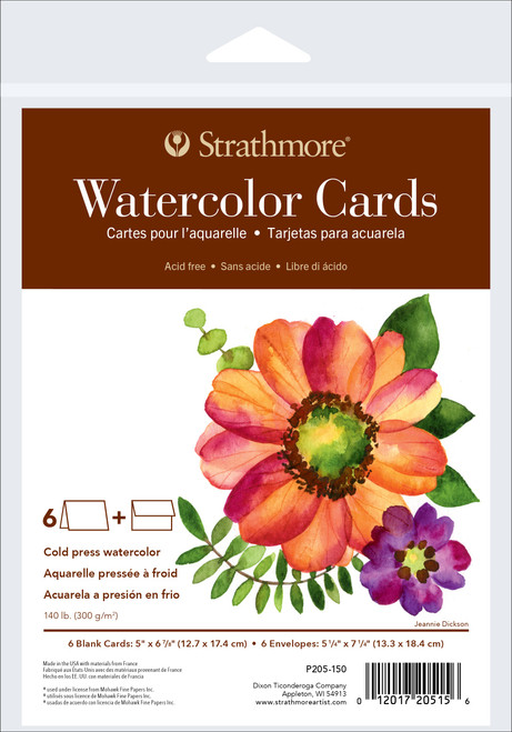 3 Pack Strathmore Cards & Envelopes 5"X6.875" 6/Pkg-Watercolor P205150 - 012017205156