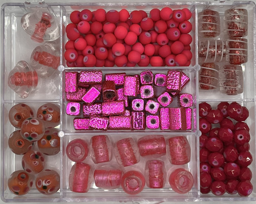 2 Pack Bead Bazaar Glass Beads In A Case-Pink 1800-14 - 633870018143