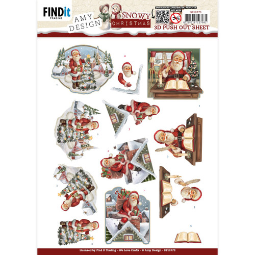 10 Pack Find It Trading Amy Design 3D Punchout Sheet-Snowy Christmas Snowy Santa SB10773 - 8718715127081
