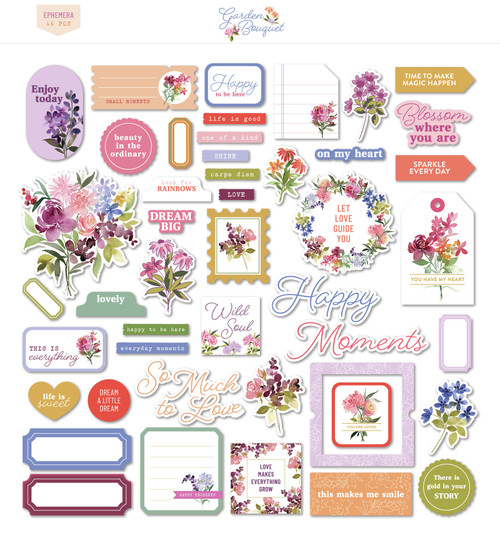 3 Pack Pinkfresh Cardstock Die-Cuts Ephemera Pack-Garden Bouquet PFGB7723 - 736952879714
