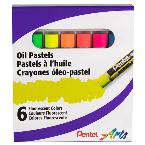 6 Pack Pentel Oil Pastels-Fluorescent PHN6-F6 - 884851057341