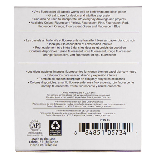 6 Pack - Pentel Oil Pastels-Fluorescent - PHN6-F6 6 Pack - Pentel Oil Pastels-Fluorescent - PHN6-F6