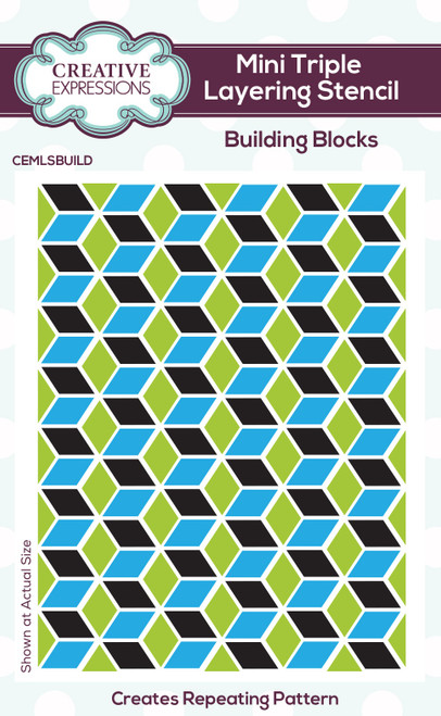4 Pack Creative Expressions Mini Layering Stencil 4"X3" 3/Pkg-Building Blocks MLSBUILD - 5055305983157