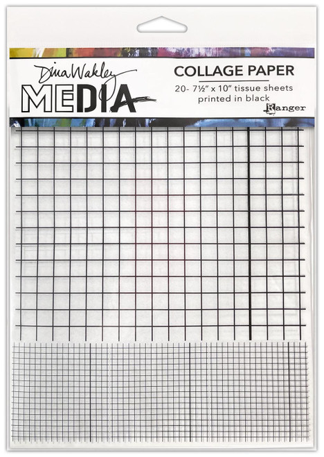 3 Pack Dina Wakley Media Collage Tissue Paper 7.5"X10" 20/Pkg-Grid MDA81821 - 789541081821