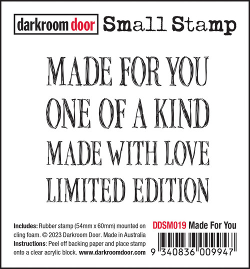 3 Pack Darkroom Door Small Cling Stamp 2.3"X2.2"-Made For You DDSM019 - 9340836009947