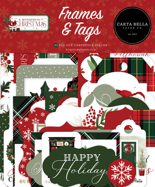 3 Pack Carta Bella Cardstock Ephemera-Frames & Tags, A Wonderful Christmas WC328025 - 691835214719