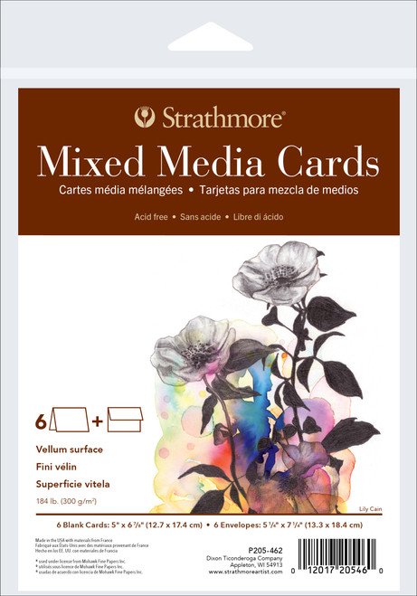 3 Pack Strathmore Cards & Envelopes 5"X6.875" 6/Pkg-Mixed Media P205462 - 012017205460