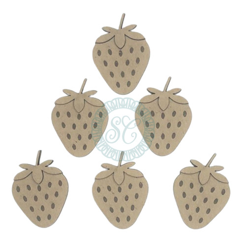 3 Pack Scrapaholics Laser Cut Chipboard 2mm Thick-Strawberry Style #2, 12/Pkg 1.25" To 1" S89355