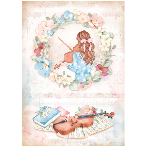 6 Pack - Stamperia Rice Paper Sheet A4-Oh La La - Violin - DFSA4762 - 5993110027478