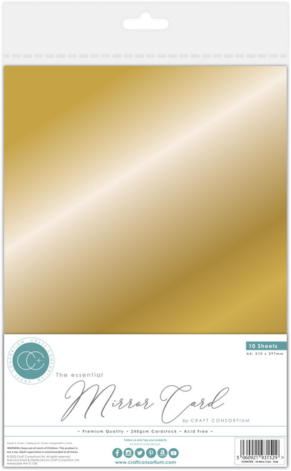 3 Pack - Craft Consortium The Essential Mirror Card A4-Gold - CCEMC-2 - 5060921931529
