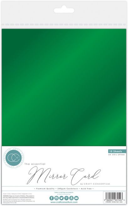 3 Pack - Craft Consortium The Essential Mirror Card A4-Green - CCEMC-4 - 5060921931543