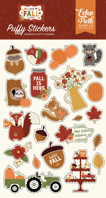 3 Pack Echo Park Puffy Stickers-I Love Fall FA225066 - 691835220413