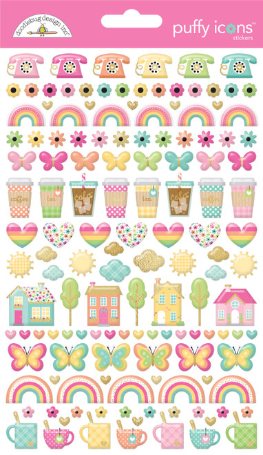 3 Pack - Doodlebug Puffy Stickers-Hello Again - DB8171 - 842715081710