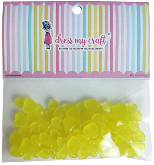 3 Pack Dress My Craft Water Droplet Embellishments 8g-Pastel Yellow Heart Assorted Sizes DMCF5123 - 194186018079