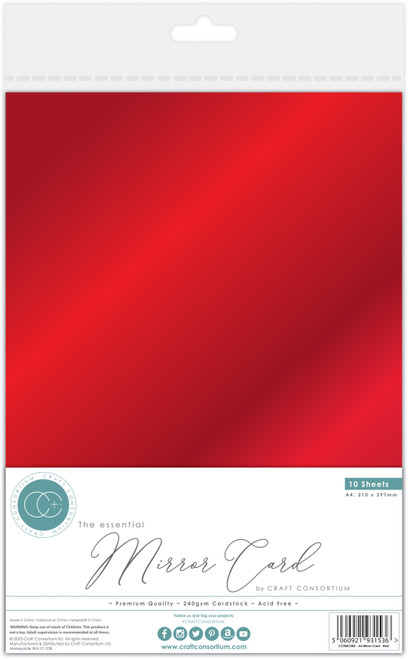 3 Pack - Craft Consortium The Essential Mirror Card A4-Red - CCEMC-3 - 5060921931536