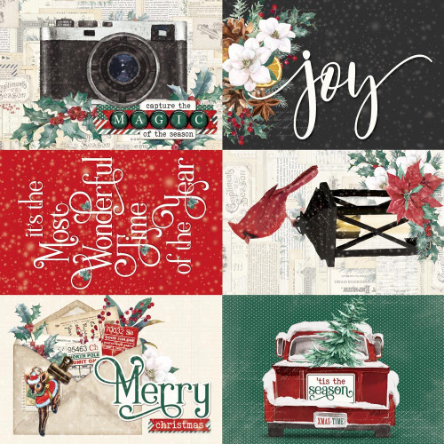 25 Pack Simple Vintage 'Tis The Season Double-Sided Cardstock 12"X12-4"x6" Elements SVS12-20714