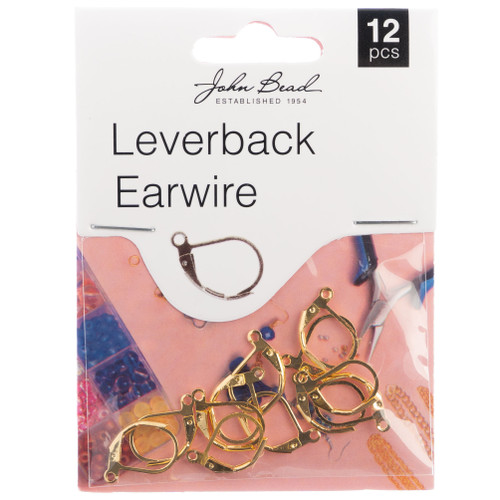 3 Pack John Bead Earwire Leverback 15mm 12/Pkg-Gold 1401029 - 665772203242