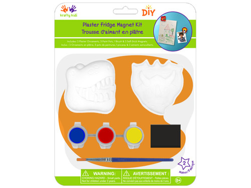 3 Pack Krafty Kids Plaster Fridge Magnet Kit-Dinos CK203-F - 775749267884