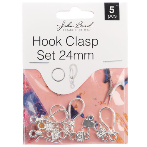 John Bead Hook Clasp Set 24mm 5/Pkg-Silver 1401093 - 665772203983