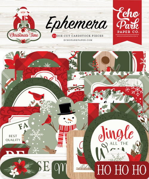 3 Pack Echo Park Cardstock Ephemera-Icons, Christmas Time CT330024 - 691835225517