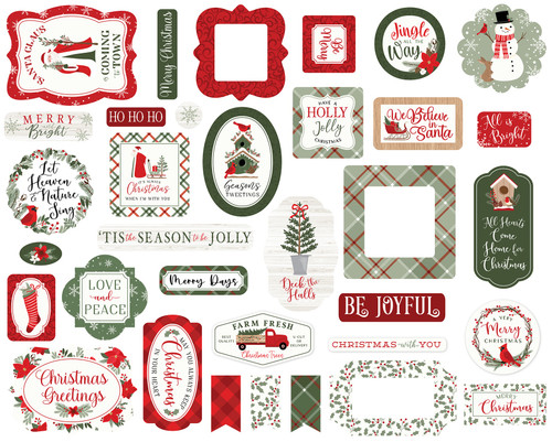 3 Pack Echo Park Cardstock Ephemera-Icons, Christmas Time CT330024