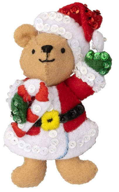 Bucilla Felt Ornaments Applique Kit Set Of 6-Teddy Bear Traditions 89646E