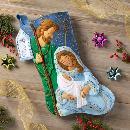 Bucilla Felt Stocking Applique Kit 18" Long-Peaceful Nativity 89601E