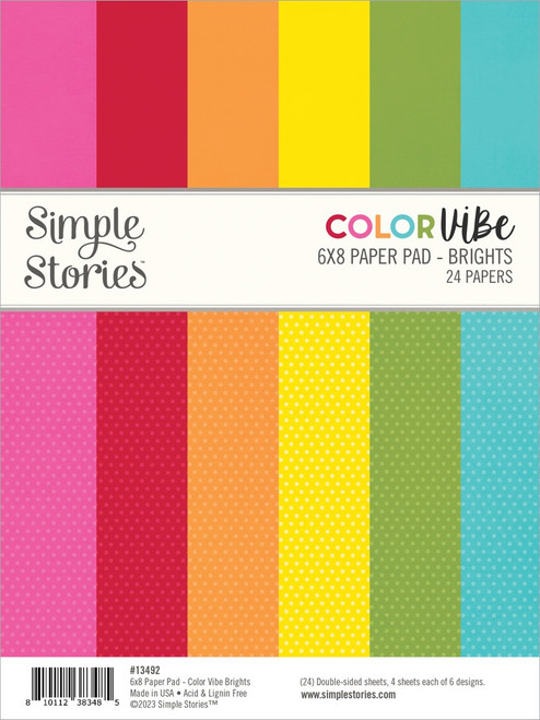 2 Pack - Simple Stories Double-Sided Paper Pad 6"X8" 24/Pkg-Color Vibe Brights - SCV13492 - 810112383485