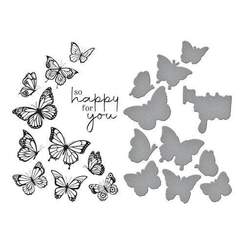 Spellbinders BetterPress Letterpress Press Plates & Dies Set-Butterfly Swirl 2/Plates & 2/Dies - BP031