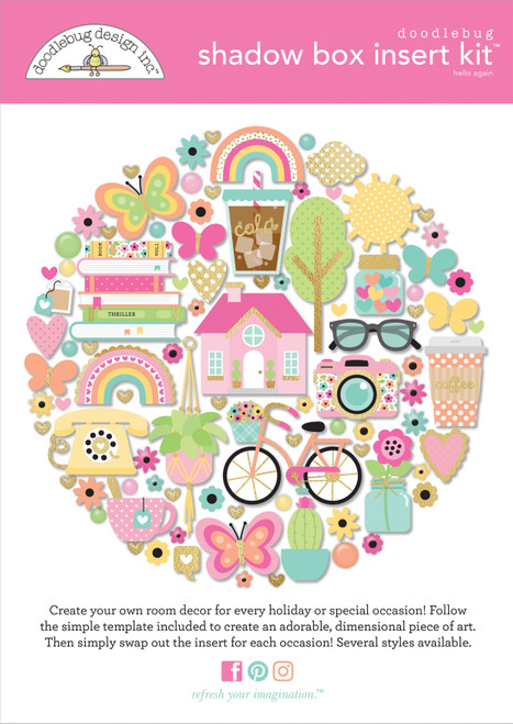 Doodlebug Design Shadow Box Insert Kit-Hello Again - DB8224 - 842715082243