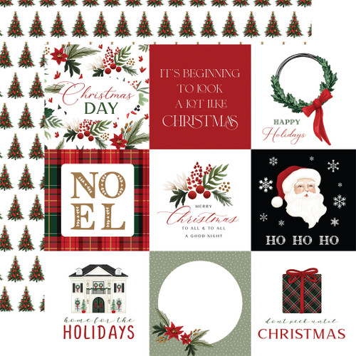 25 Pack A Wonderful Christmas Double-Sided Cardstock 12"X12"-4"x4" Journaling Cards CBAWC12-8012 - 691835213415