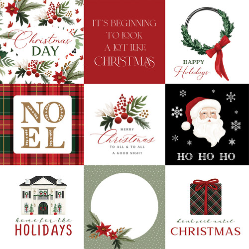 25 Pack A Wonderful Christmas Double-Sided Cardstock 12"X12"-4"x4" Journaling Cards CBAWC12-8012