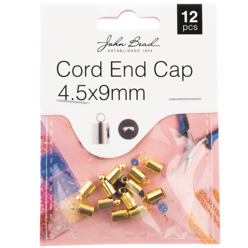 3 Pack - John Bead Cord End Cap 4.5x9mm 12/Pkg-Gold - 1401181 - 665772231986