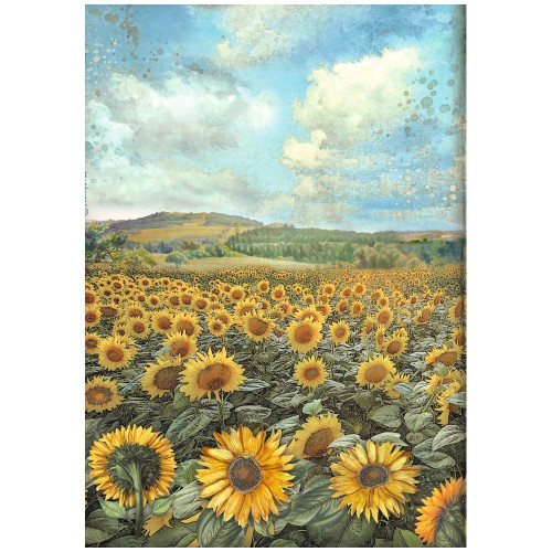 6 Pack Stamperia Rice Paper Sheet A4-Sunflower Art Landscape DFSA4770 - 5993110027812