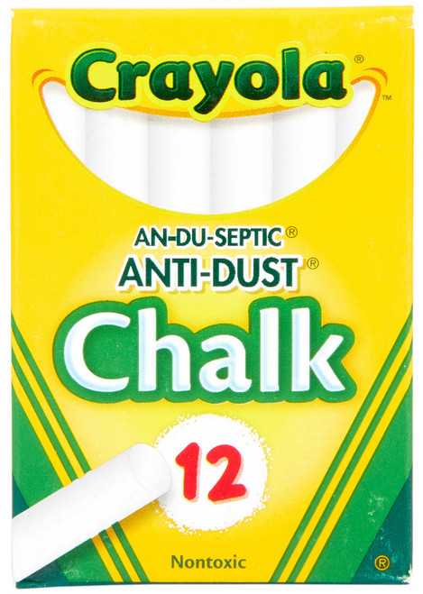 12 Pack Crayola Anti-Dust Chalk-White 12/Pkg 50-1402 - 071662014025