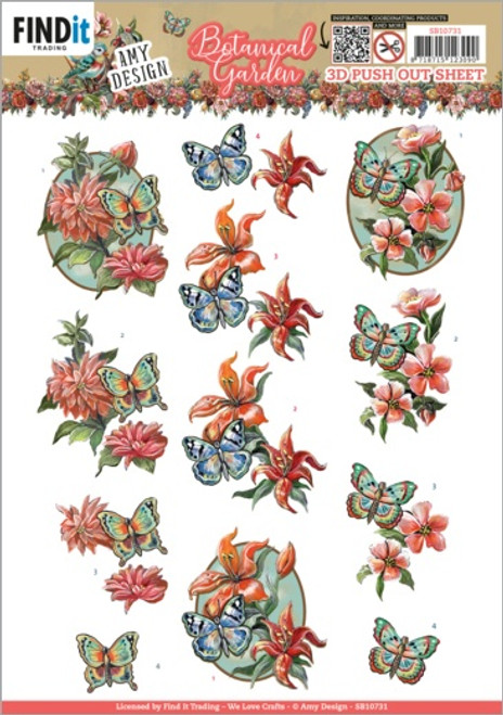 Find It Trading Amy Design Punchout Sheet-Butterfly, Botanical Garden SB10731 - 8718715123090