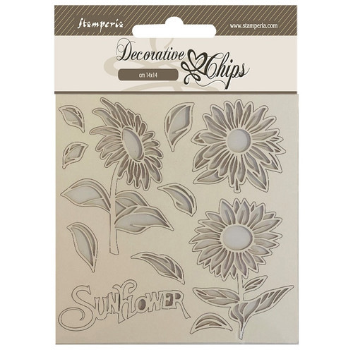 3 Pack Stamperia Decorative Chips 5.5"X5.5"-Sunflower Art SCB169 - 5993110027935
