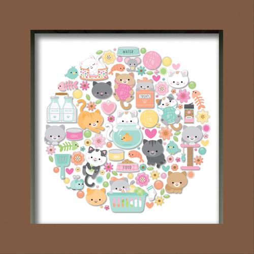 Doodlebug Design Shadow Box Insert Kit-Pretty Kitty - DDSB8130 Doodlebug Design Shadow Box Insert Kit-Pretty Kitty - DDSB8130