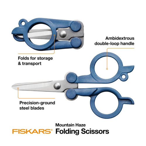 3 Pack Fiskars Designer Folding Scissors 4"-Mountain Haze 1067375