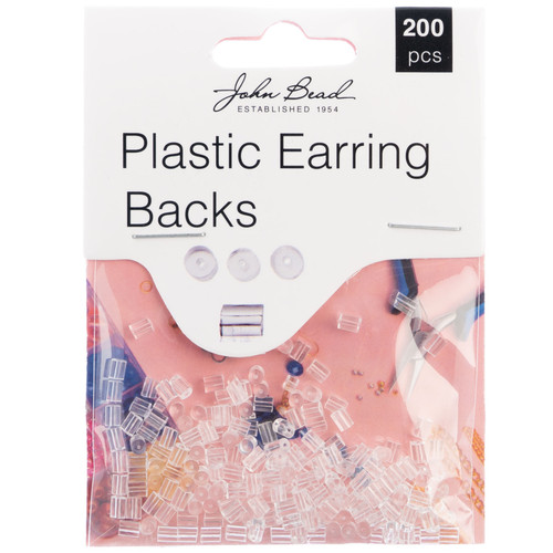 John Bead Plastic Earring Backs 200/Pkg-Clear 1401001 - 665772202979