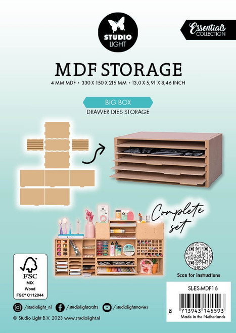 Studio Light MDF Storage Essentials-Nr. 16, Big Box Drawer Dies Storage - LESMDF16 - 8713943145593