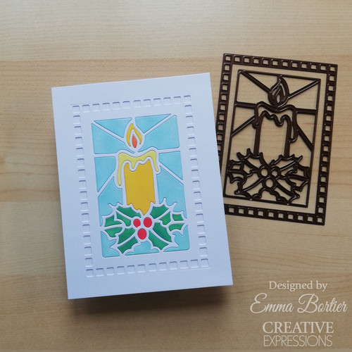 Creative Expressions Craft Dies By Sue Wilson-Festive Stained Glass Candle CED3264