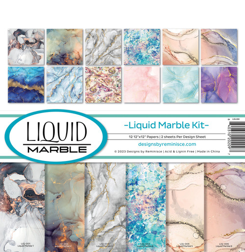 3 Pack Reminisce Collection Kit 12"X12"-Liquid Marble LIQ200 - 840310202097