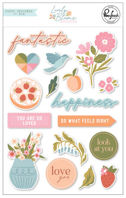 3 Pack Pinkfresh Puffy Stickers-Lovely Blooms PF204423 - 736952880383
