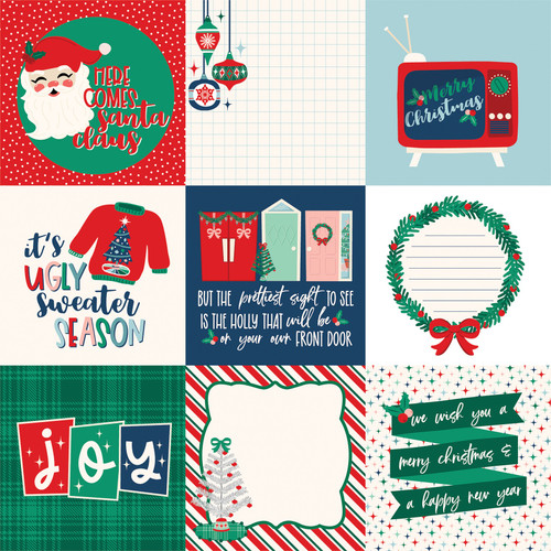 25 Pack Happy Holidays Double-Sided Cardstock 12"X12"-4"x4" Journaling Cards HPH12-7006