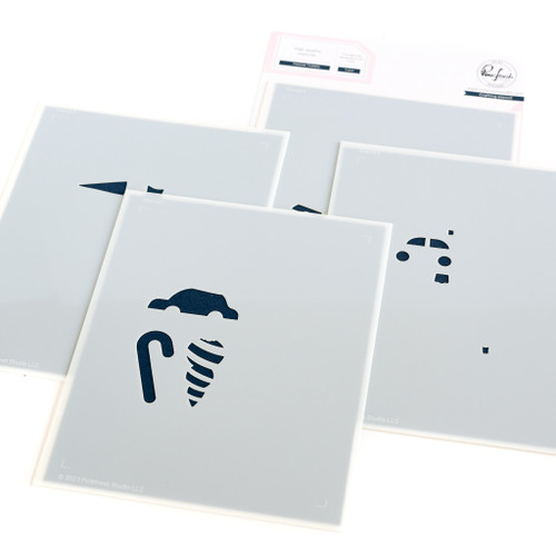Pinkfresh Studio Stencils 4.25"X5.25" 4/Pkg-Festive Tickets - PF210623 - 736952880994