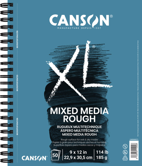 Canson XL Rough Mixed Media Paper Pad 9"X12"-50 Sheets 68373-6 - 3148950112026