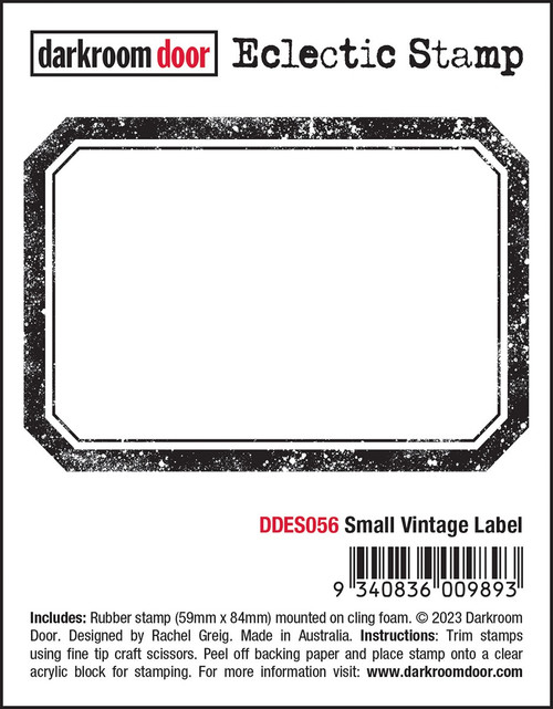 2 Pack Darkroom Door Eclectic Cling Stamp 2.3"X3.3"-Small Vintage Label DDES056 - 9340836009893