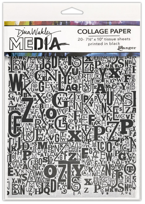 3 Pack - Dina Wakley Media Collage Tissue Paper 7.5"X10" 20/Pkg-Jumbled Letters - MDA81838 - 789541081838